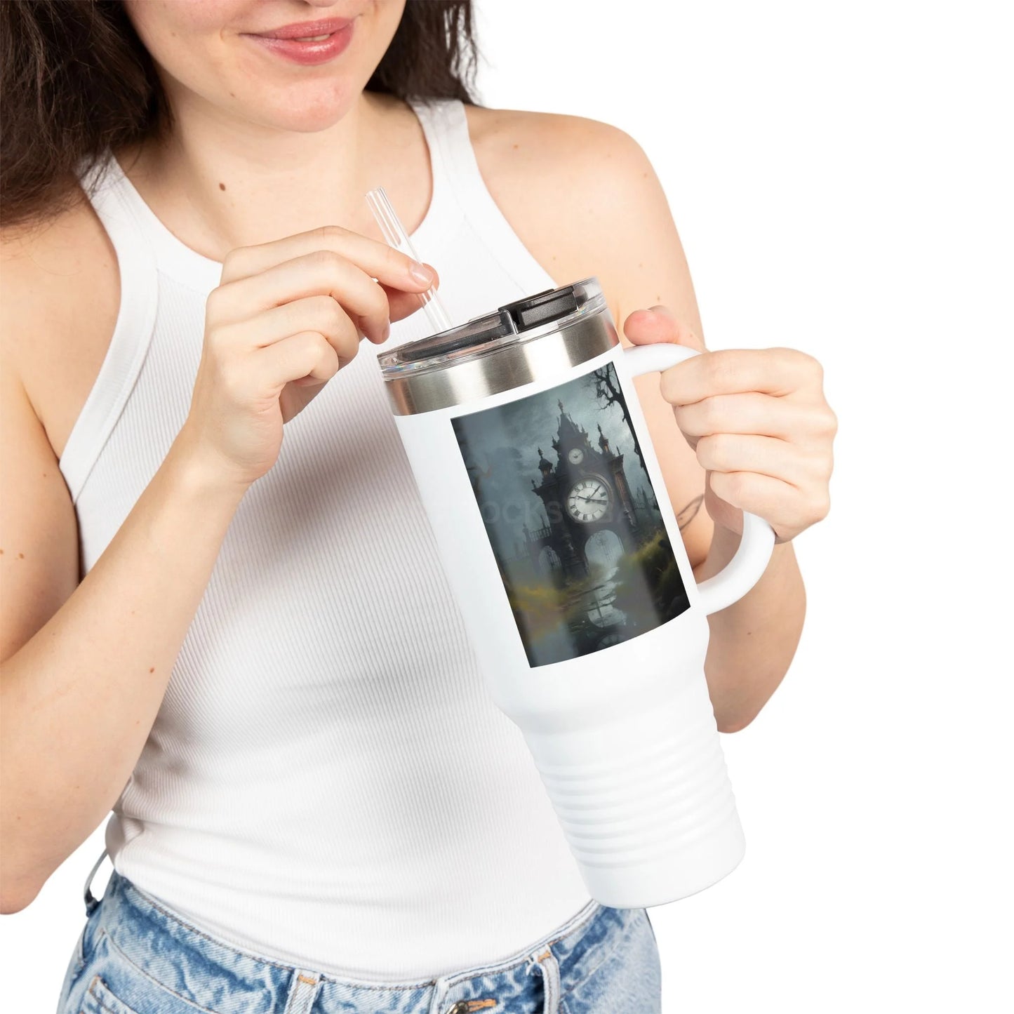 Spooky Bitch Clock 40oz Insulated Travel Mug with Inspirational Quotes and Unique Design Perfect for Coffee Lovers