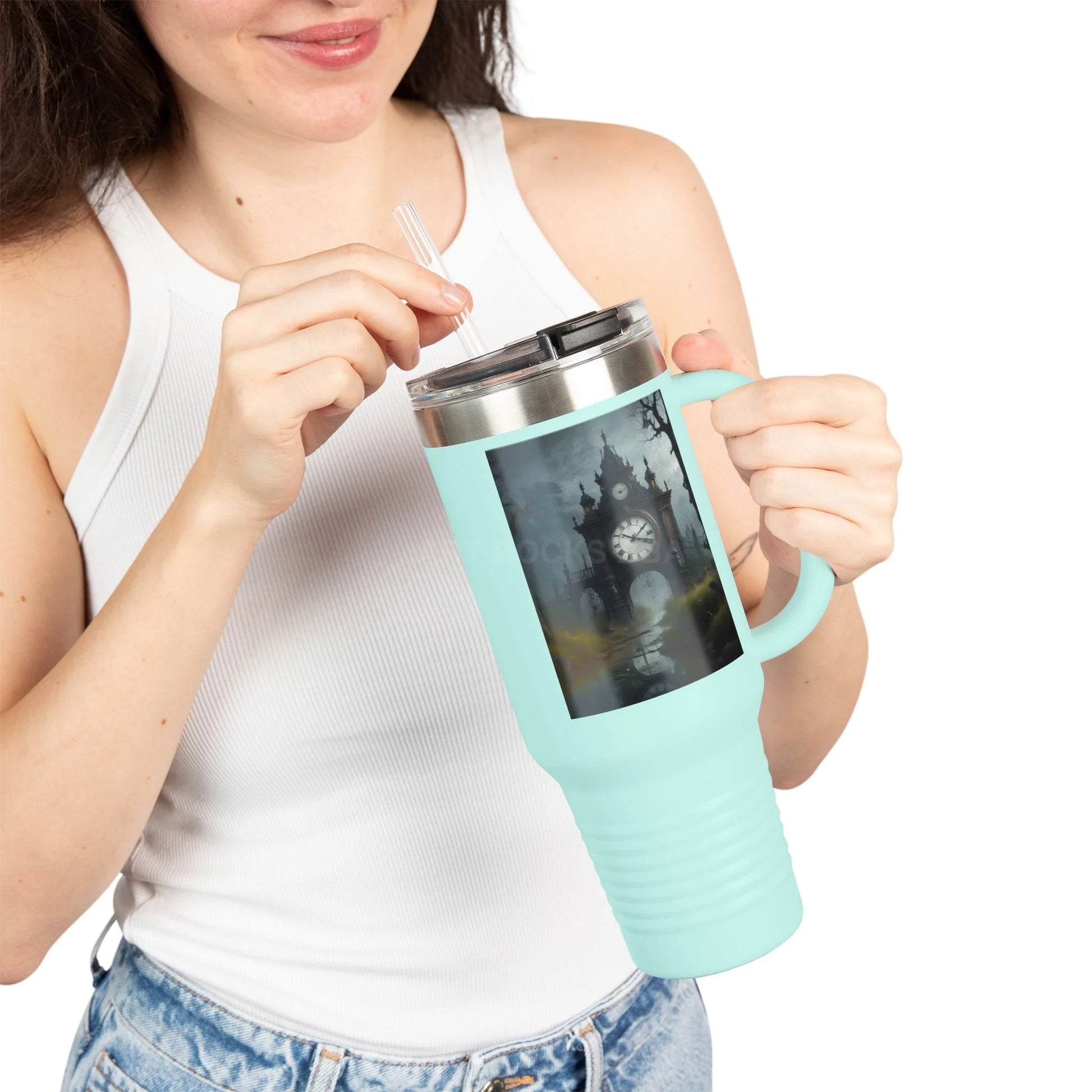 Spooky Bitch Clock 40oz Insulated Travel Mug with Inspirational Quotes and Unique Design Perfect for Coffee Lovers