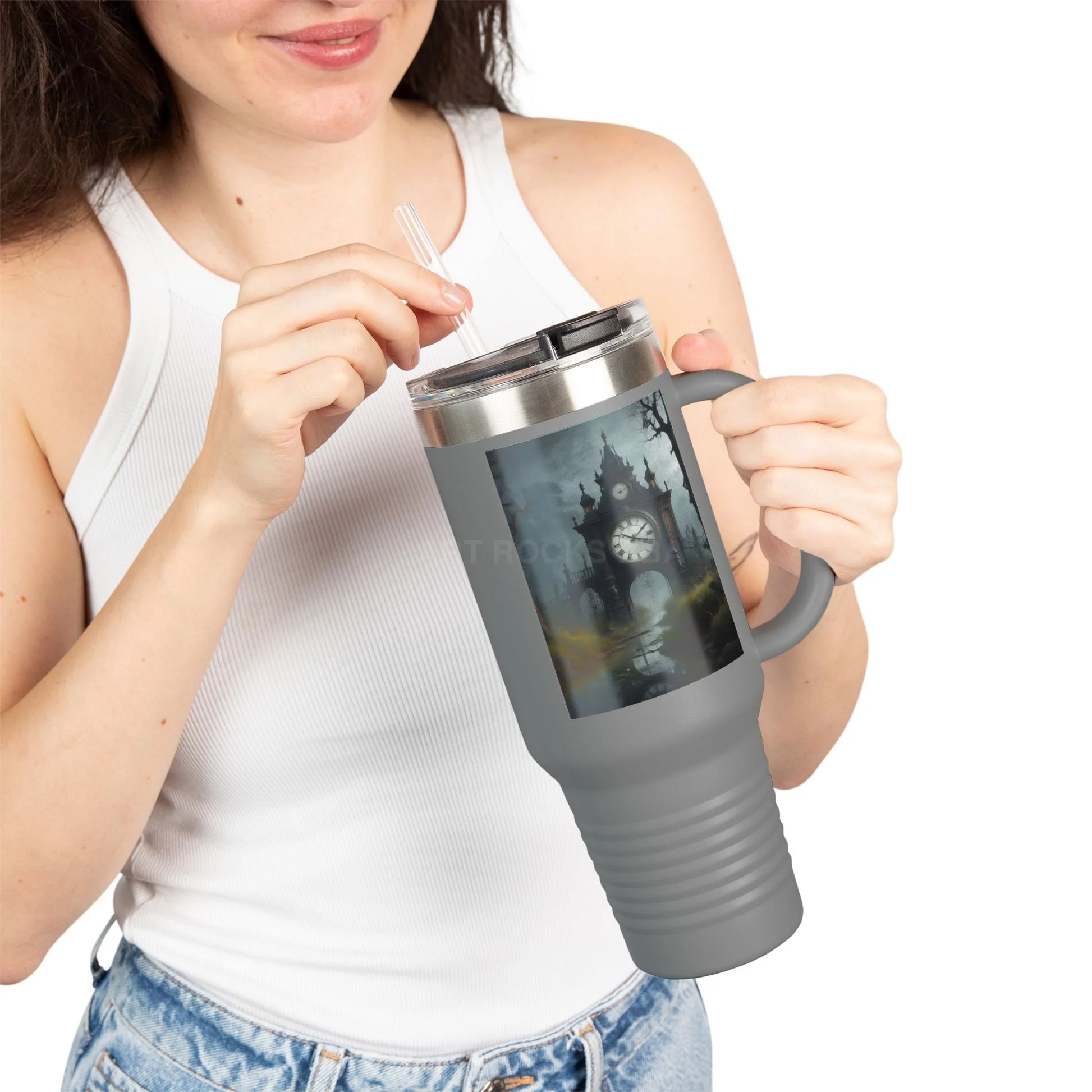 Spooky Bitch Clock 40oz Insulated Travel Mug with Inspirational Quotes and Unique Design Perfect for Coffee Lovers