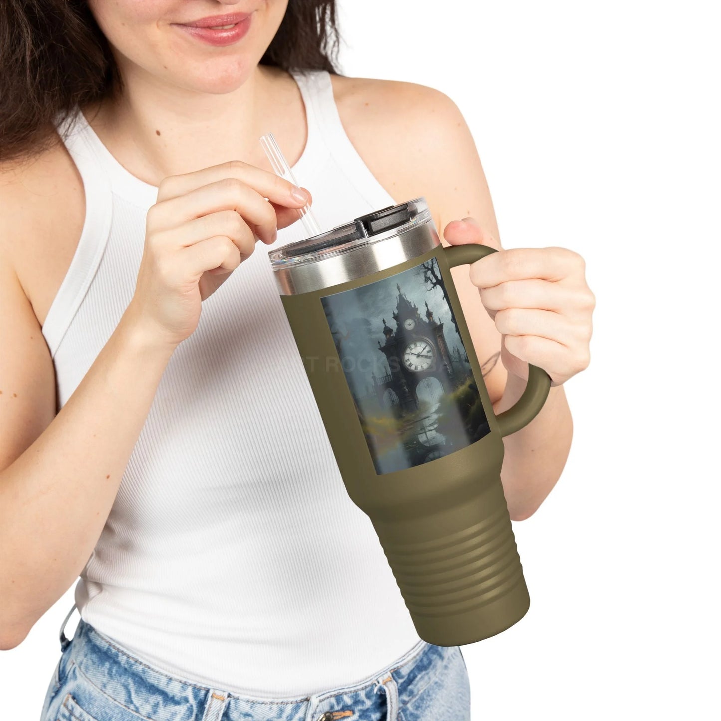 Spooky Bitch Clock 40oz Insulated Travel Mug with Inspirational Quotes and Unique Design Perfect for Coffee Lovers