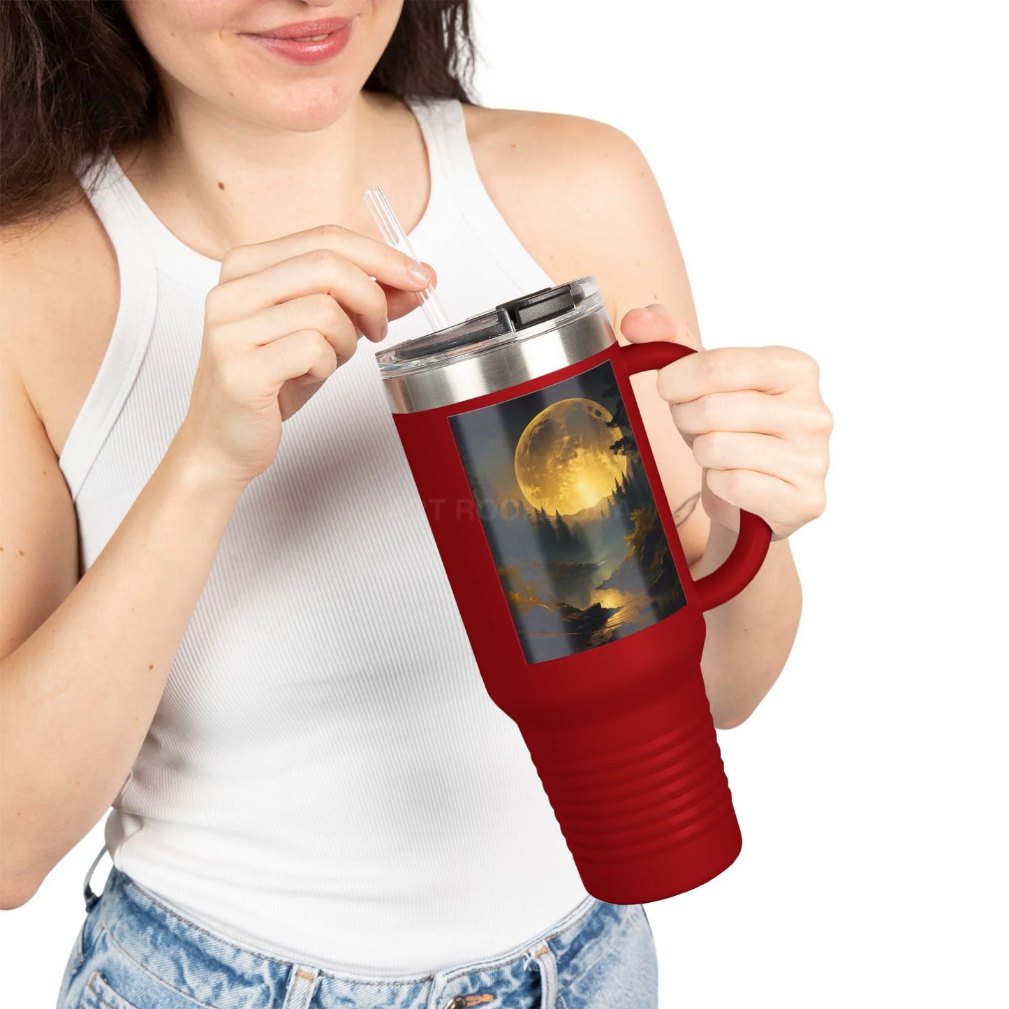 Spooky Bitch Full Moon Insulated 40oz Travel Mug - Adventure Awaits | Perfect for Camping Road Trips Gifts Outdoor