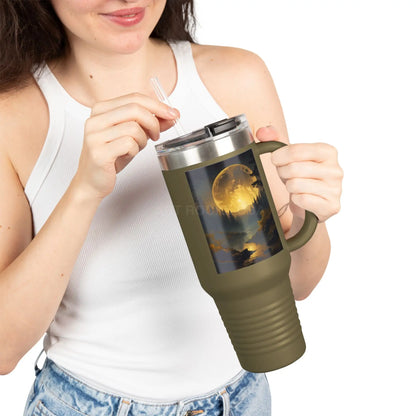 Spooky Bitch Full Moon Insulated 40oz Travel Mug - Adventure Awaits | Perfect for Camping Road Trips Gifts Outdoor