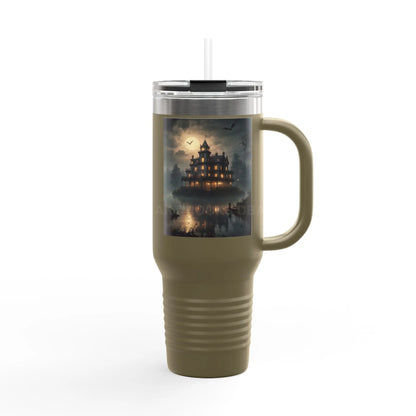 Spooky Bitch Haunted House Insulated Travel Mug Halloween Mug 40oz Coffee Cup Pumpkin Spice Mug Haunted House Travel