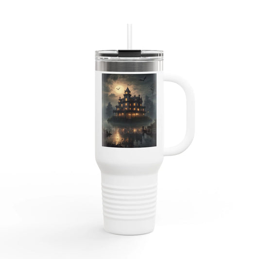 Spooky Bitch Haunted House Insulated Travel Mug Halloween Mug 40oz Coffee Cup Pumpkin Spice Mug Haunted House Travel