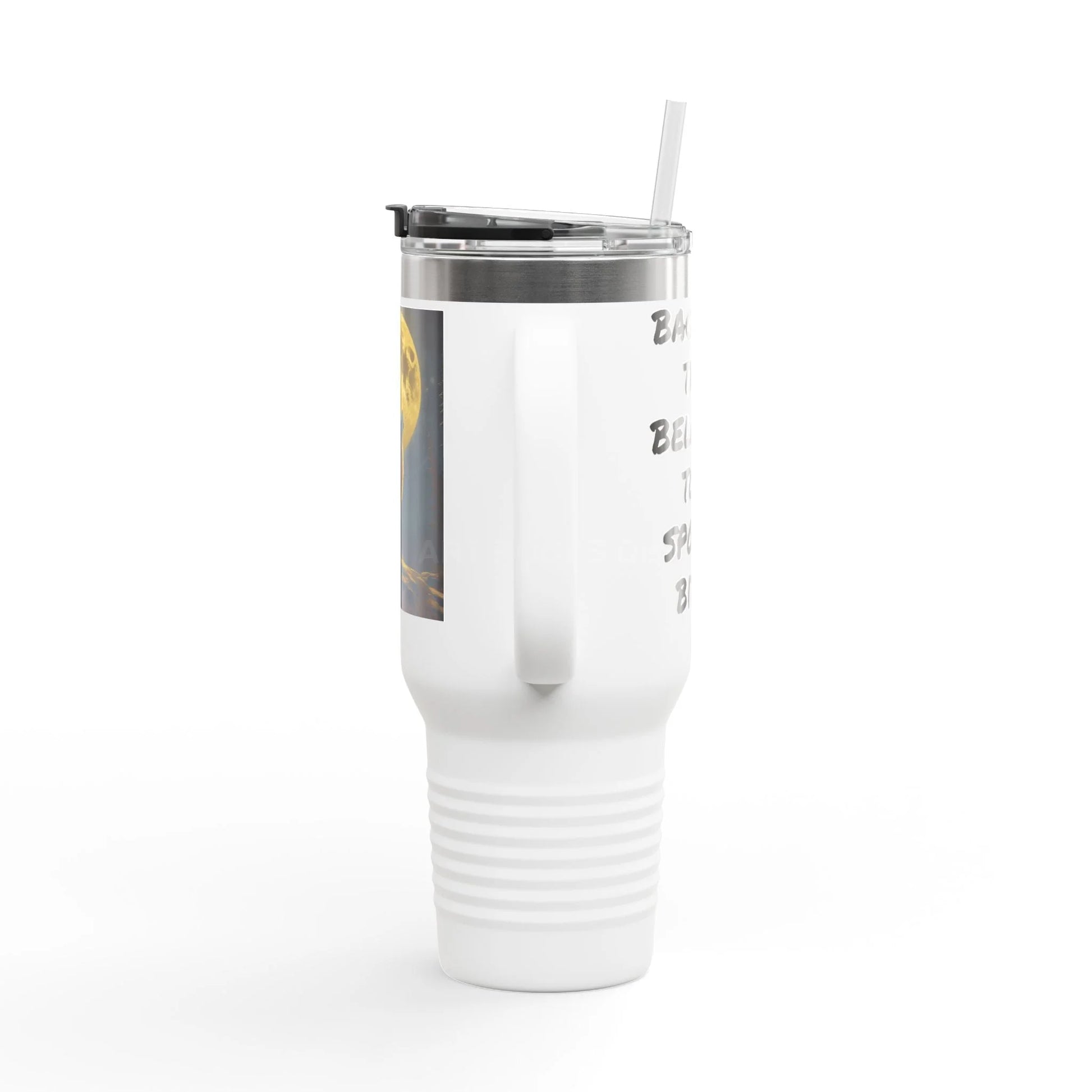 Spooky Bitch Wolf Travel Mug | Wolf Howling at Moon | Personalized Drinkware for Outdoor Lovers Camping Gifts Road Trip