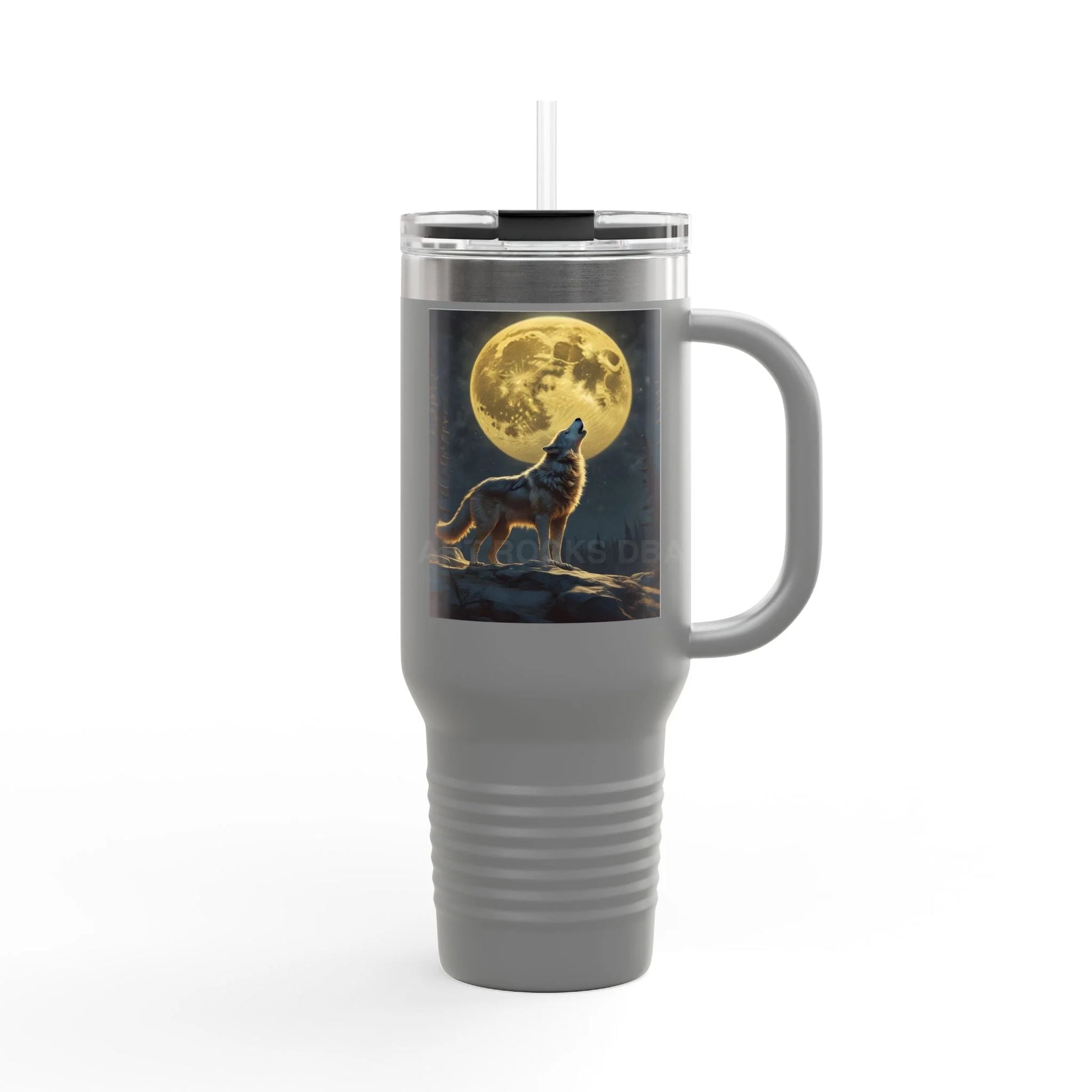 Spooky Bitch Wolf Travel Mug | Wolf Howling at Moon | Personalized Drinkware for Outdoor Lovers Camping Gifts Road Trip