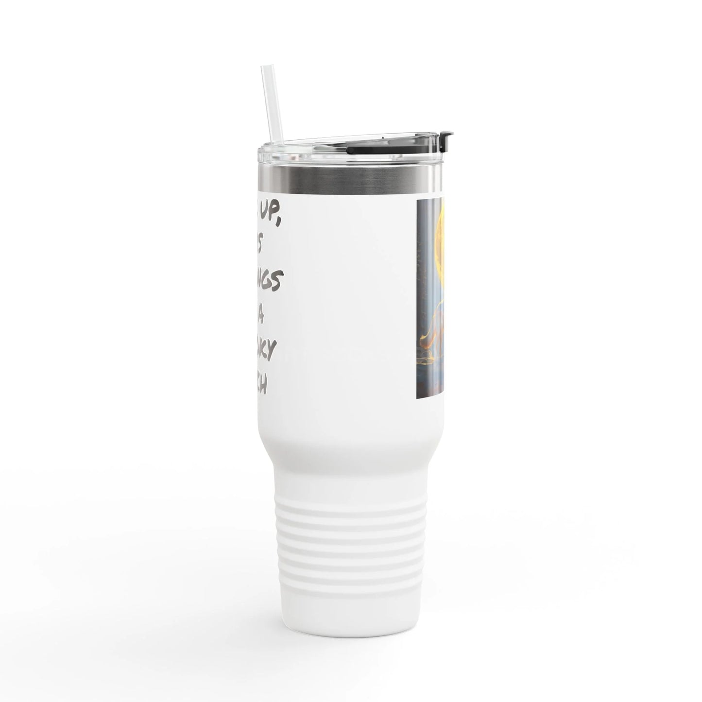 Spooky Bitch Wolf Travel Mug | Wolf Howling at Moon | Personalized Drinkware for Outdoor Lovers Camping Gifts Road Trip