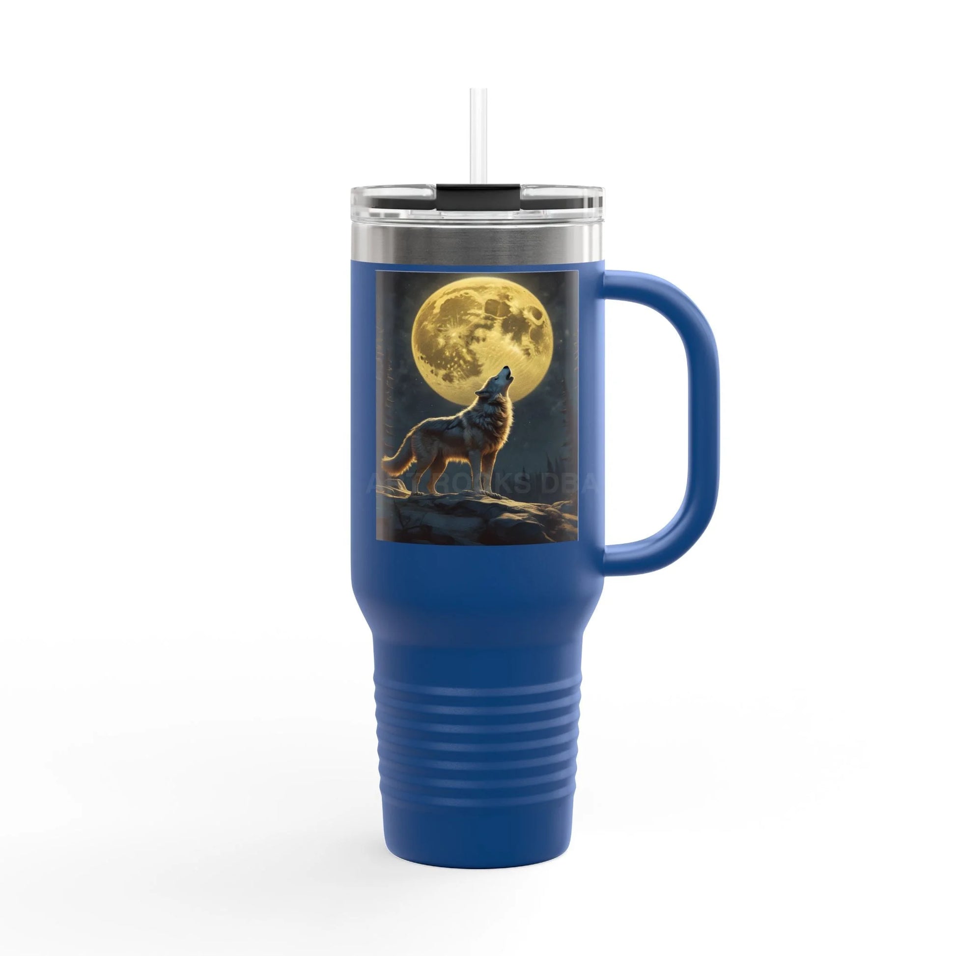 Spooky Bitch Wolf Travel Mug | Wolf Howling at Moon | Personalized Drinkware for Outdoor Lovers Camping Gifts Road Trip