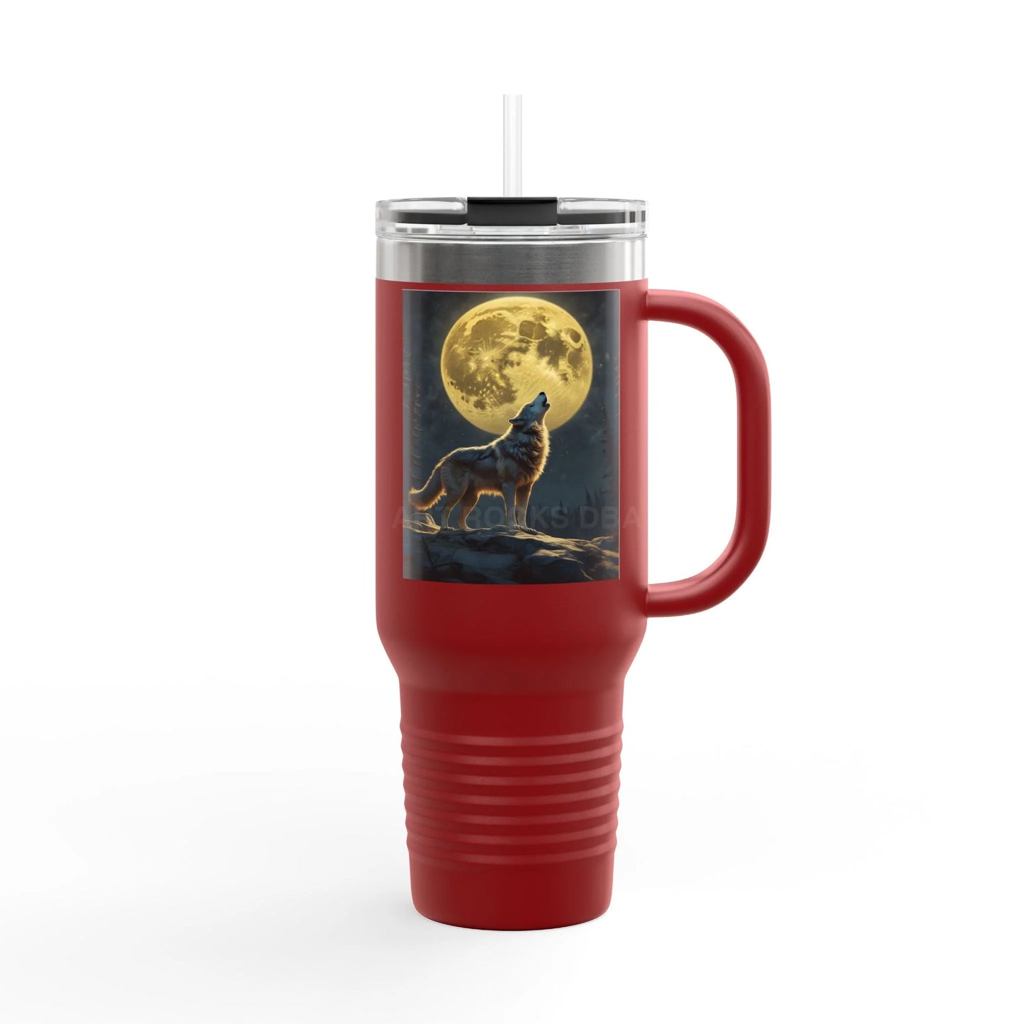 Spooky Bitch Wolf Travel Mug | Wolf Howling at Moon | Personalized Drinkware for Outdoor Lovers Camping Gifts Road Trip