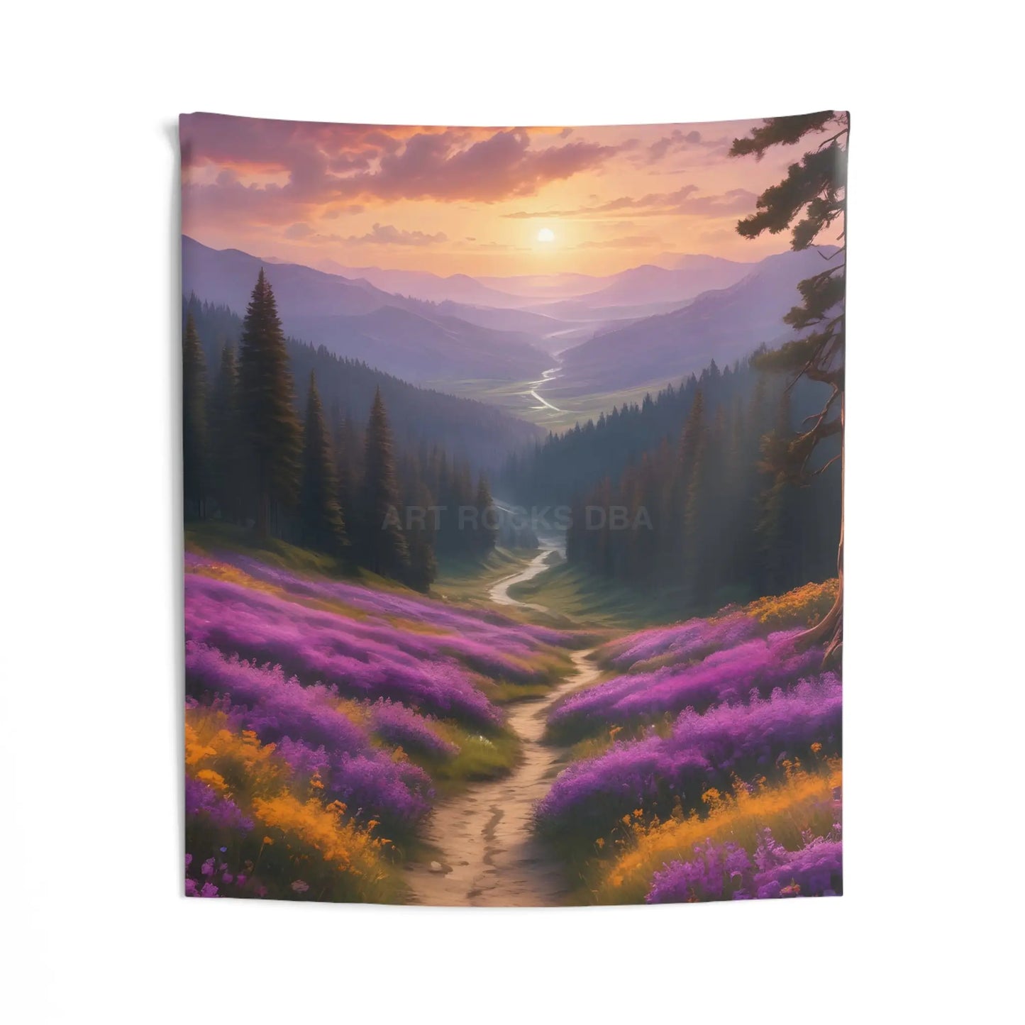 Spring Flower Mountain Valley Tapestry - 50’’ × 60’’ - Home Decor