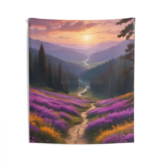 Spring Flower Mountain Valley Tapestry - 50’’ × 60’’ - Home Decor