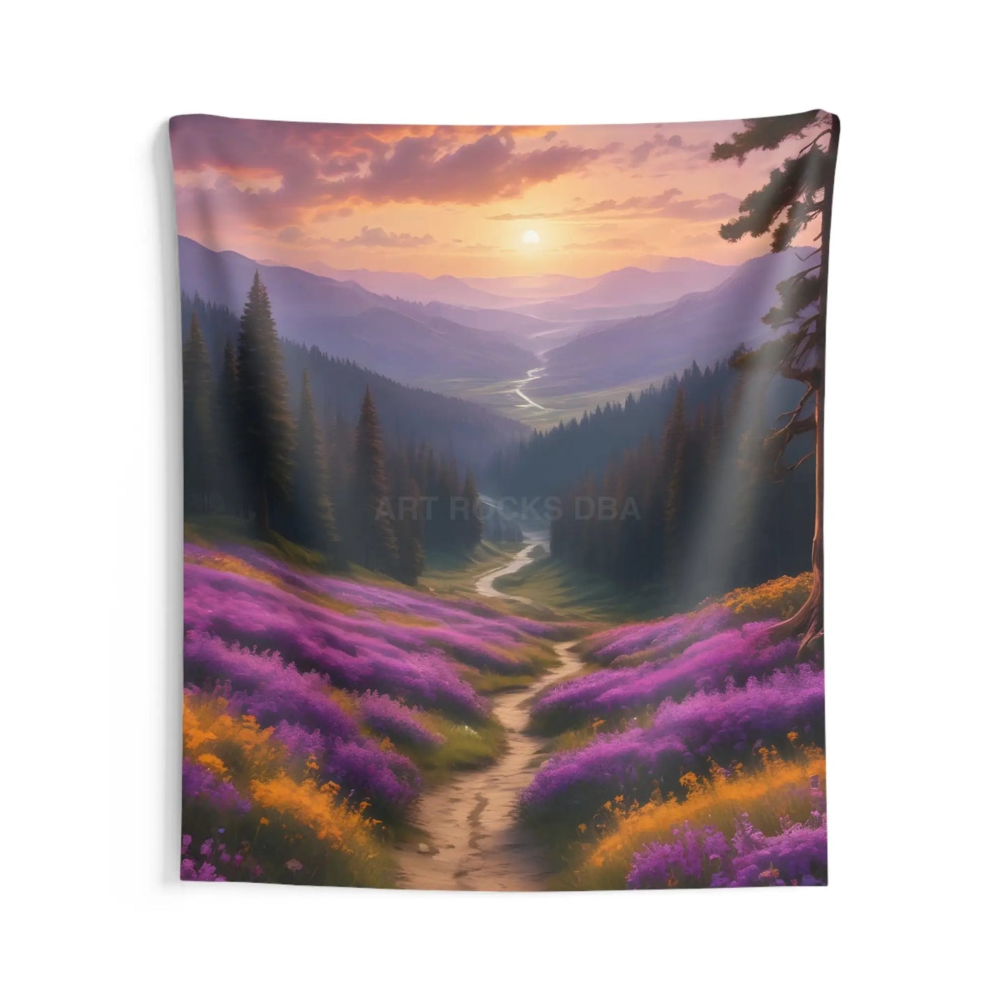 Spring Flower Mountain Valley Tapestry - 68’’ × 80’’ - Home Decor