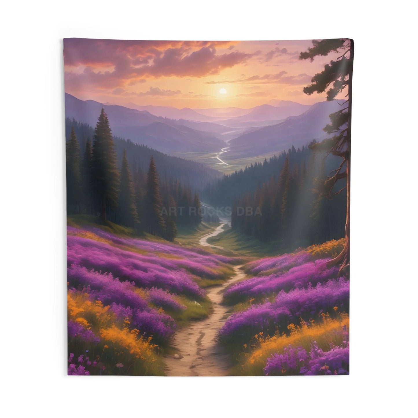Spring Flower Mountain Valley Tapestry - 88’’ × 104’’ - Home Decor