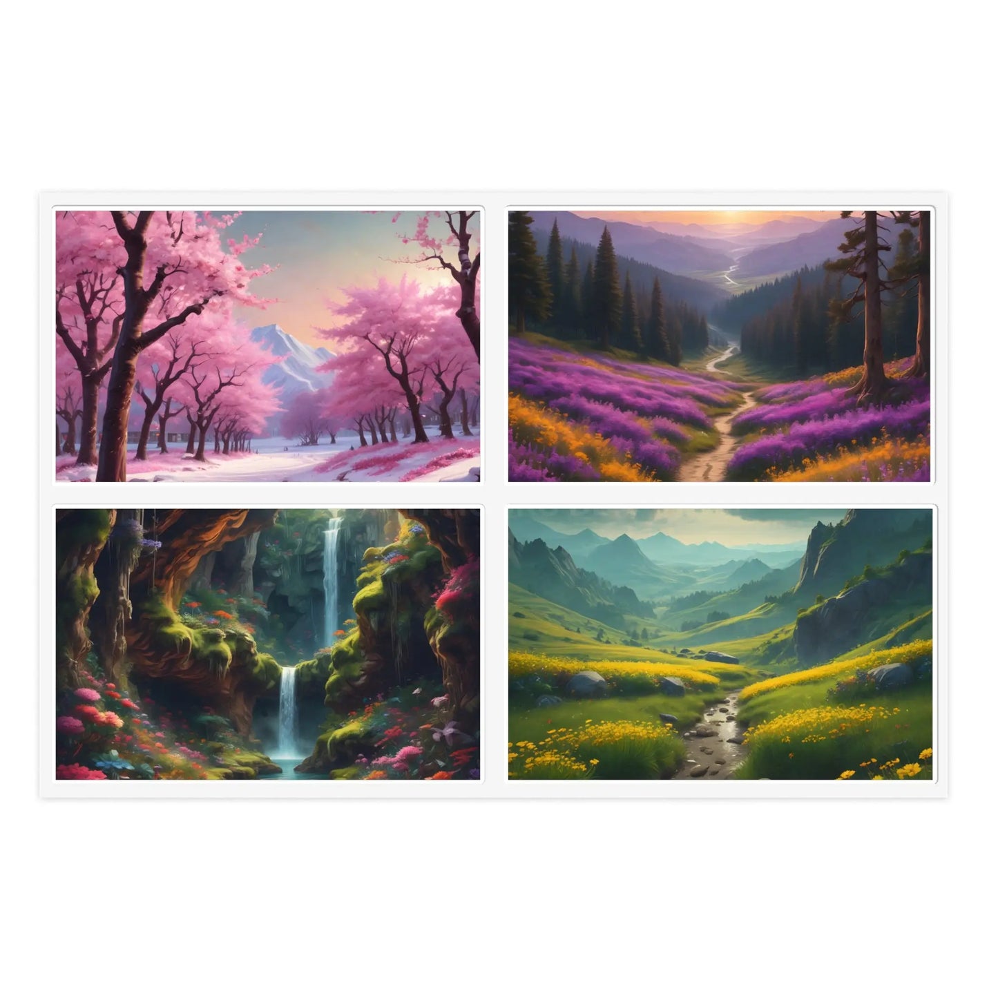 Spring Nature Sticker Sheets - Aesthetic Floral Art Nature Decor Scrapbooking Gift Wrapping DIY Projects - 6’’ × 4’’