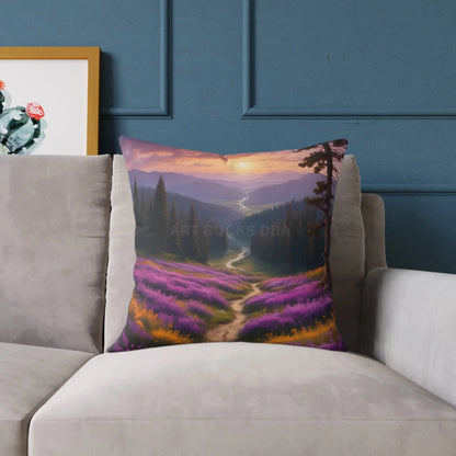 Spring Sunset Mountain View Decorative Pillow | Cozy Home Decor Gift for Nature Lovers Couch Cushion Boho Living Room