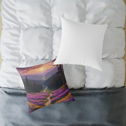 Spring Sunset Mountain View Decorative Pillow | Cozy Home Decor Gift for Nature Lovers Couch Cushion Boho Living Room