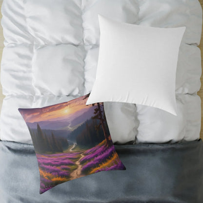 Spring Sunset Mountain View Decorative Pillow | Cozy Home Decor Gift for Nature Lovers Couch Cushion Boho Living Room
