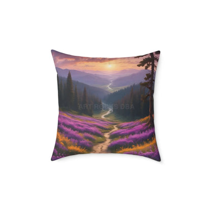 Spring Sunset Mountain View Decorative Pillow | Cozy Home Decor Gift for Nature Lovers Couch Cushion Boho Living Room