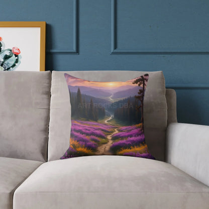 Spring Sunset Mountain View Decorative Pillow | Cozy Home Decor Gift for Nature Lovers Couch Cushion Boho Living Room