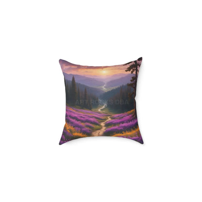 Spring Sunset Mountain View Decorative Pillow | Cozy Home Decor Gift for Nature Lovers Couch Cushion Boho Living Room