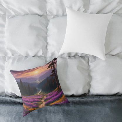 Spring Sunset Mountain View Decorative Pillow | Cozy Home Decor Gift for Nature Lovers Couch Cushion Boho Living Room