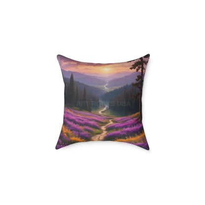 Spring Sunset Mountain View Decorative Pillow | Cozy Home Decor Gift for Nature Lovers Couch Cushion Boho Living Room