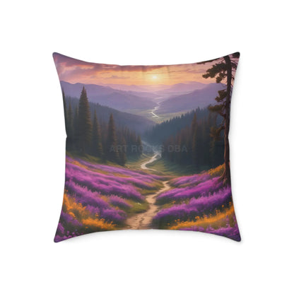 Spring Sunset Mountain View Decorative Pillow | Cozy Home Decor Gift for Nature Lovers Couch Cushion Boho Living Room