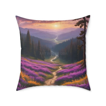 Spring Sunset Mountain View Decorative Pillow | Cozy Home Decor Gift for Nature Lovers Couch Cushion Boho Living Room