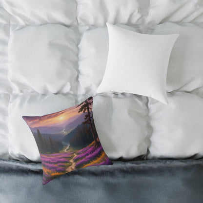 Spring Sunset Mountain View Decorative Pillow | Cozy Home Decor Gift for Nature Lovers Couch Cushion Boho Living Room