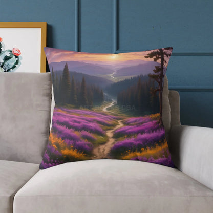 Spring Sunset Mountain View Decorative Pillow | Cozy Home Decor Gift for Nature Lovers Couch Cushion Boho Living Room