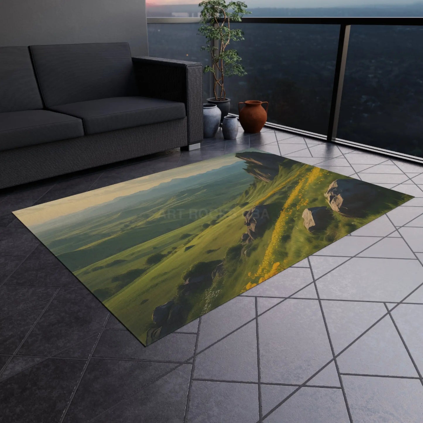 Spring Time Valley Outdoor Rug Nature-Inspired Outdoor Mat Patio Decor Garden Rug Waterproof Outdoor Carpet Camping