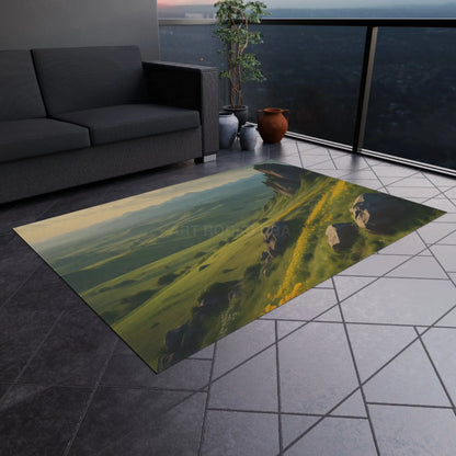 Spring Time Valley Outdoor Rug Nature-Inspired Outdoor Mat Patio Decor Garden Rug Waterproof Outdoor Carpet Camping