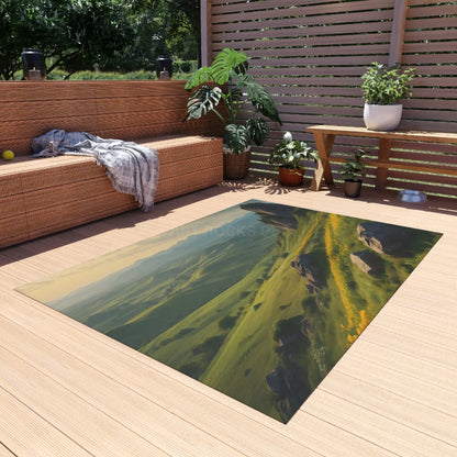 Spring Time Valley Outdoor Rug Nature-Inspired Outdoor Mat Patio Decor Garden Rug Waterproof Outdoor Carpet Camping