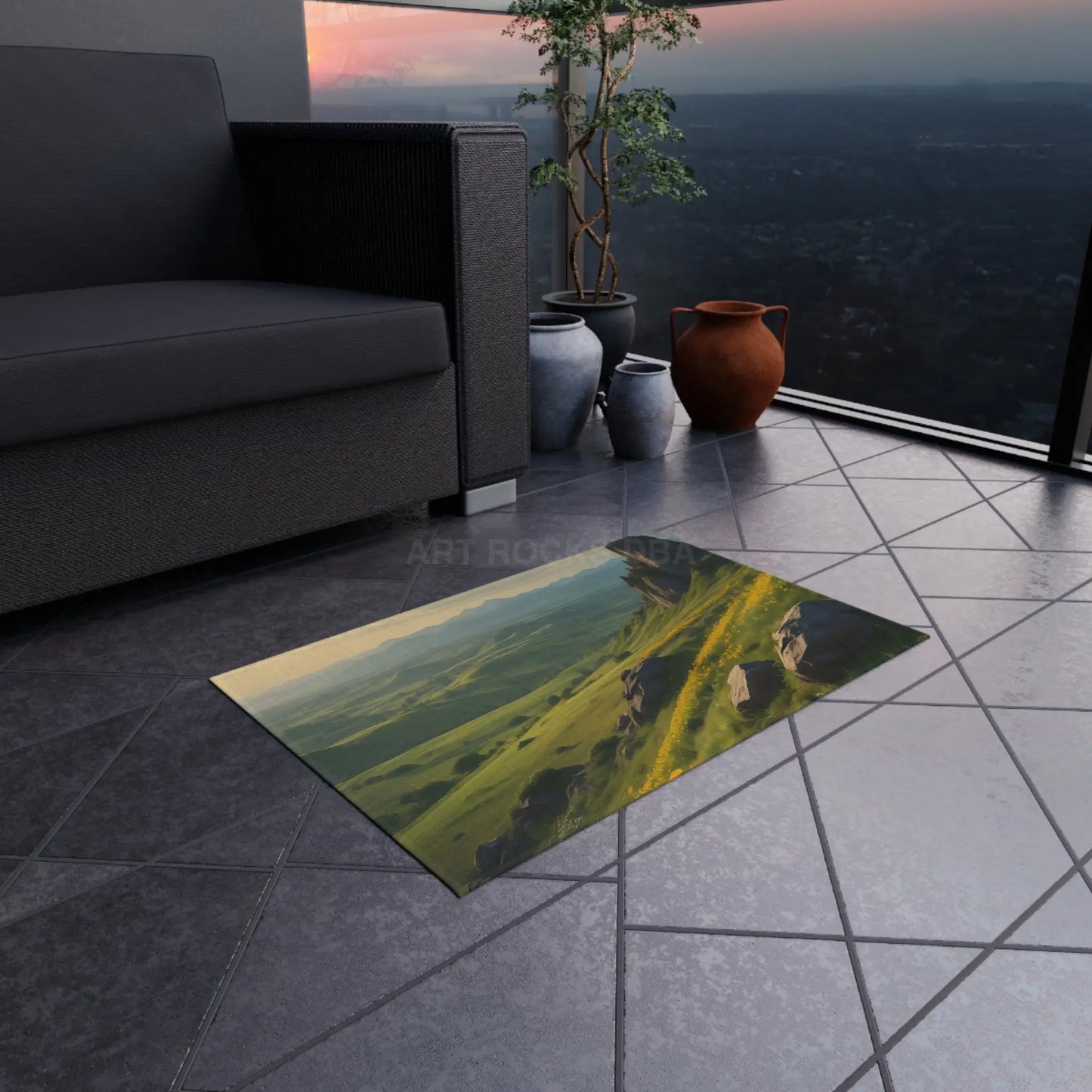 Spring Time Valley Outdoor Rug Nature-Inspired Outdoor Mat Patio Decor Garden Rug Waterproof Outdoor Carpet Camping