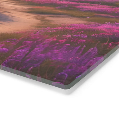 Springtime Mountain Meadow Cutting Board — Lavender Wildflower Landscape - Home Decor