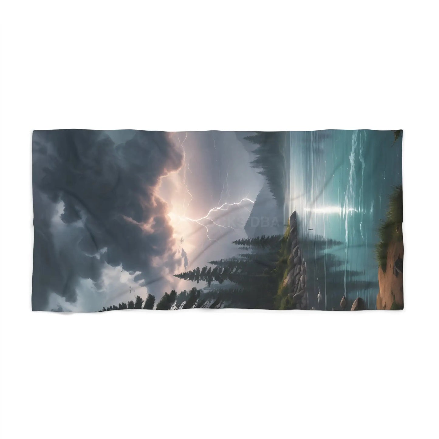 Stormy Coastal Beach Towel — Dramatic Lightning Seascape - 36’’ × 72’’ - Home Decor