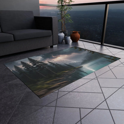 Stormy Lake Outdoor Rug | Nature-Inspired Floor Mat for Patios Decks and Campouts | Ideal for Picnic Garden and Porch