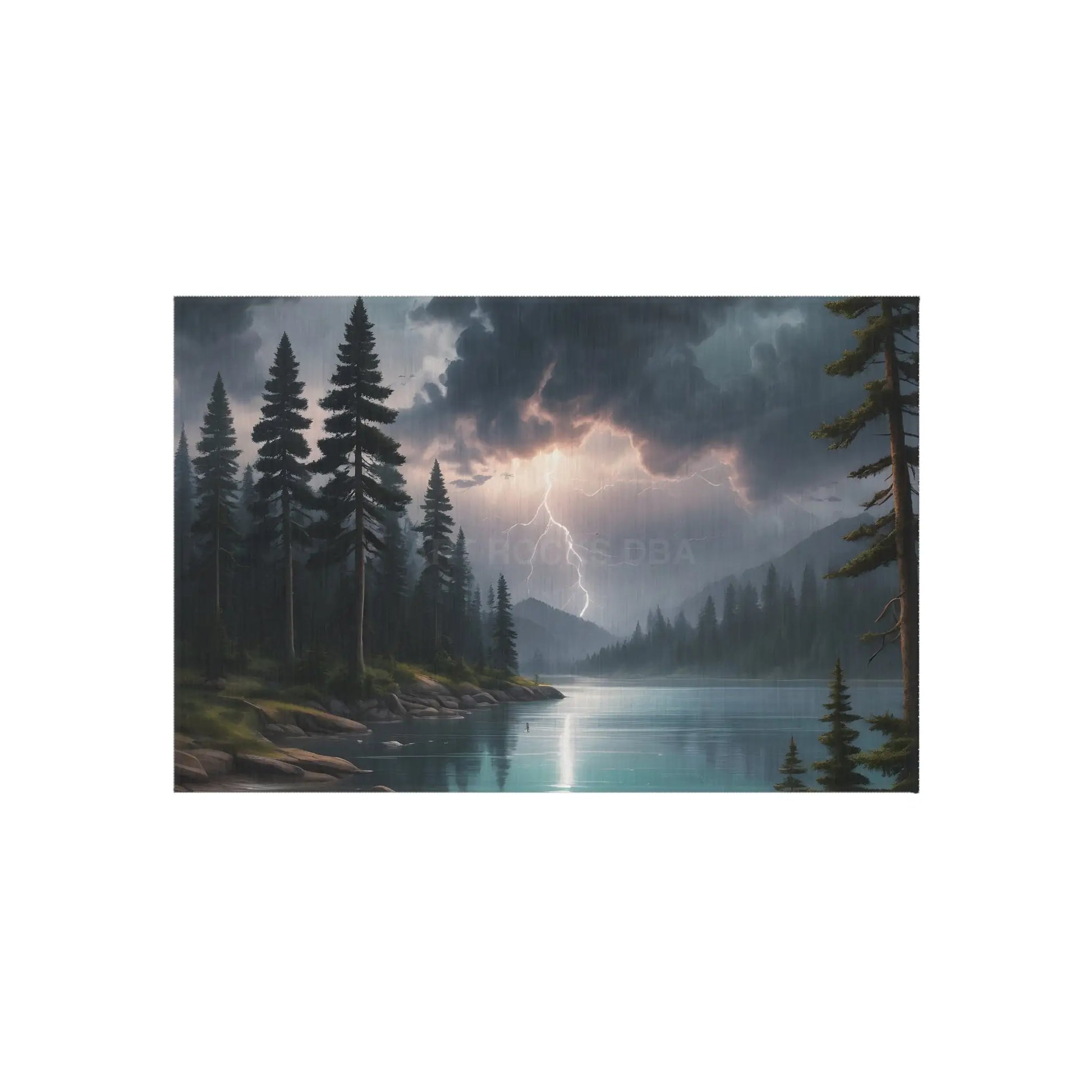 Stormy Lake Outdoor Rug | Nature-Inspired Floor Mat for Patios Decks and Campouts | Ideal for Picnic Garden and Porch
