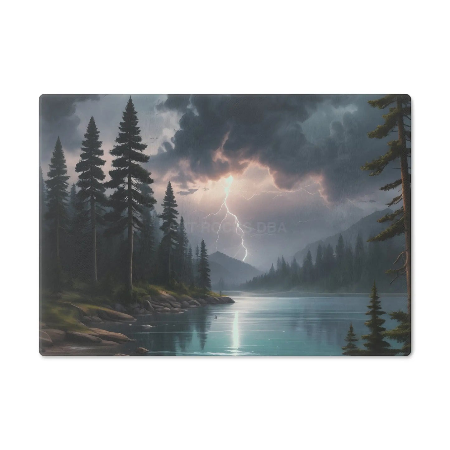 Stormy Mountain Lake Cutting Board — Lightning Over Pine Forest Kitchen Board - Small - Home Decor