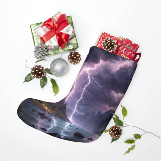 Stormy Mountain Landscape Christmas Stocking - One size - Home Decor