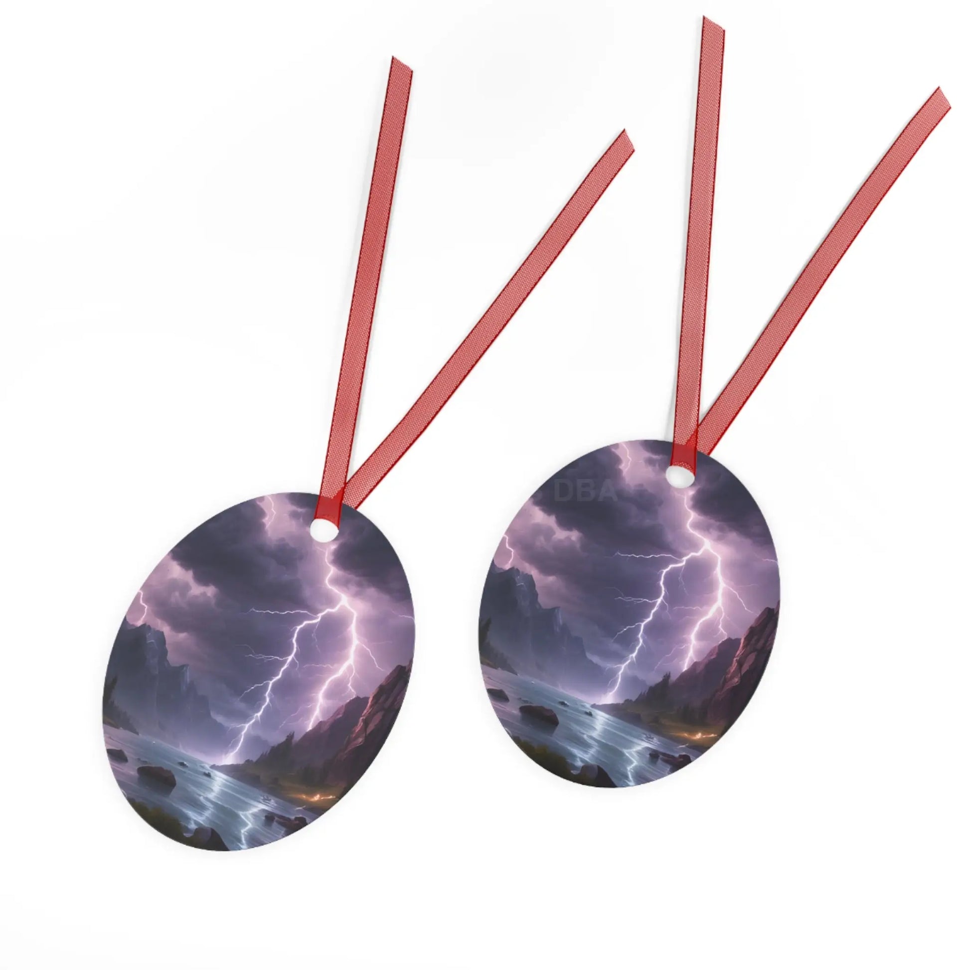 Stormy Mountain Lightning Metal Ornament - Home Decor