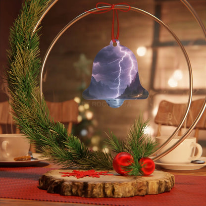 Stormy Mountain Lightning Metal Ornament - Home Decor