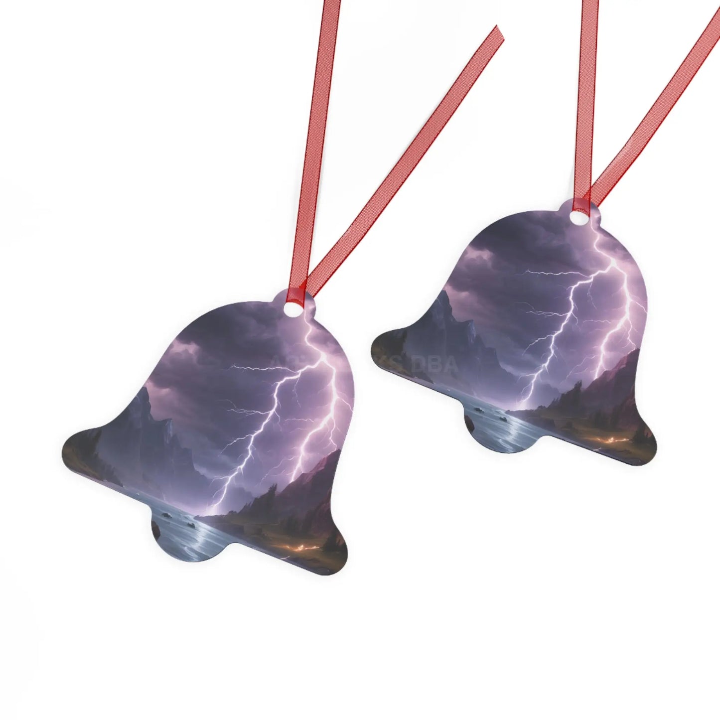 Stormy Mountain Lightning Metal Ornament - Home Decor