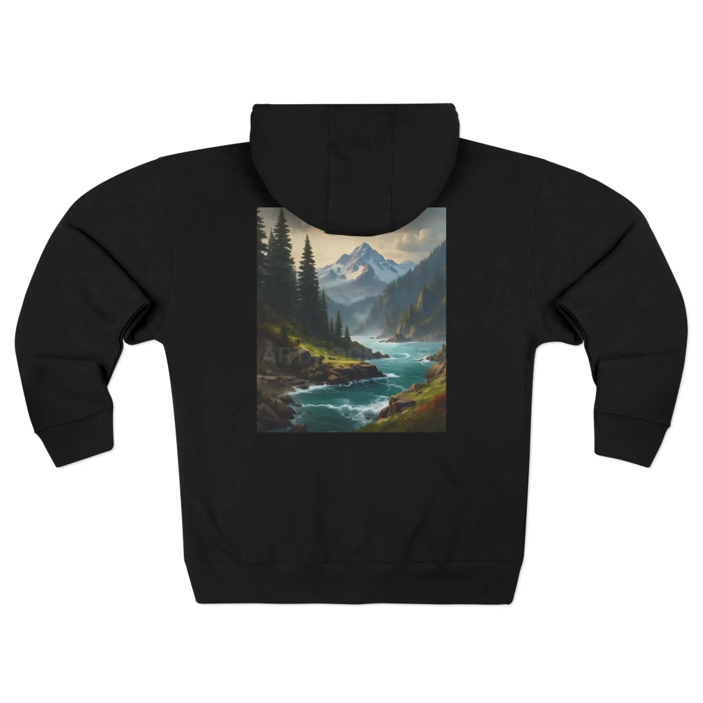 Stormy Mountain River Zip-Up Sweatshirt - XS / Black - Hoodie