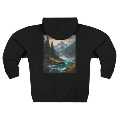 Stormy Mountain River Zip-Up Sweatshirt - XS / Black - Hoodie