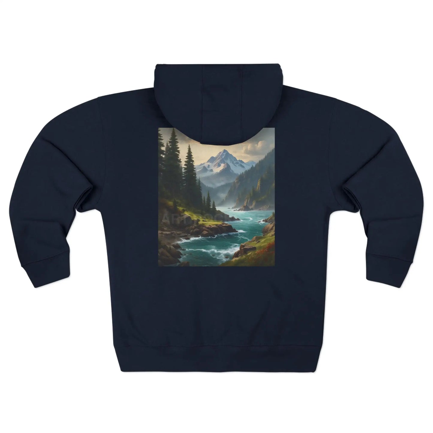 Stormy Mountain River Zip-Up Sweatshirt - XS / Navy - Hoodie