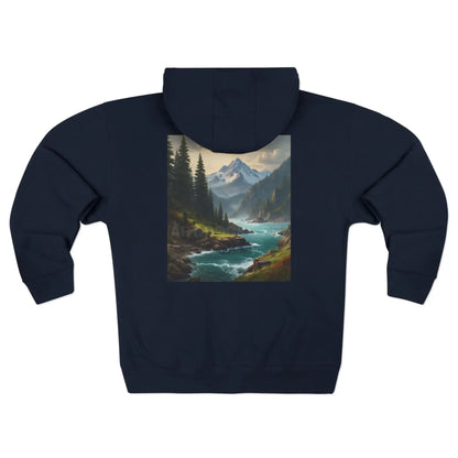 Stormy Mountain River Zip-Up Sweatshirt - XS / Navy - Hoodie