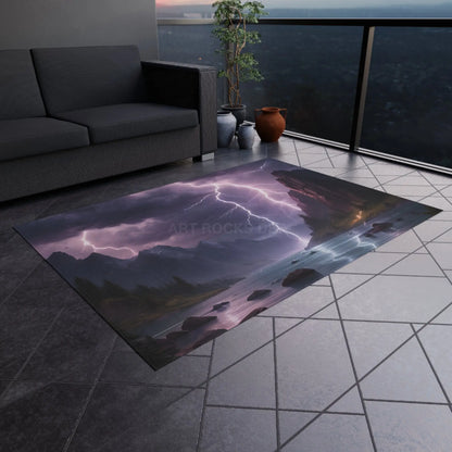 Stormy Night Landscape Outdoor Rug | Rustic Home Decor Patio Mat Camping Accessory Nature Lover Gift Weather-Themed