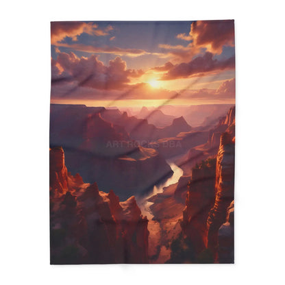 Sunset Canyon Arctic Fleece Blanket - Cozy Throw Mountain Decor Gift for Nature Lovers Camping Essential Home Warmth