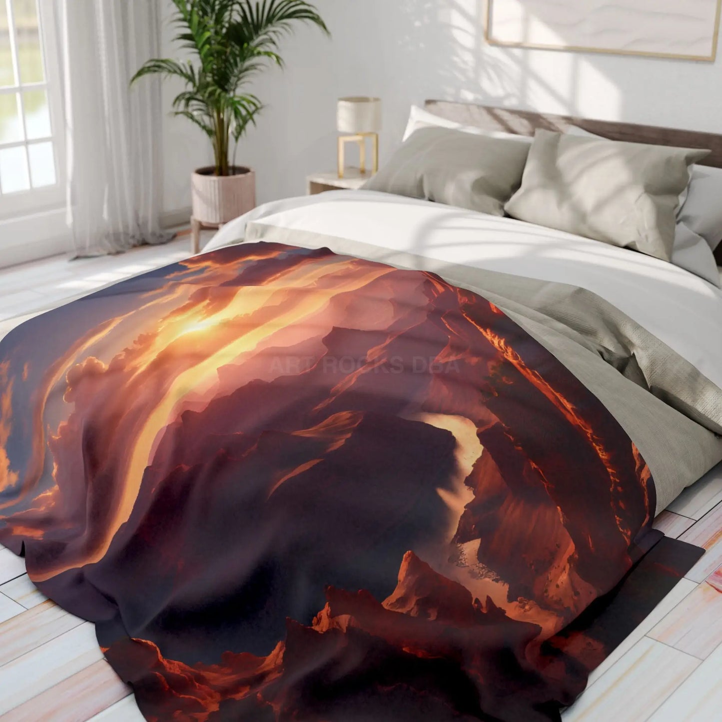 Sunset Canyon Arctic Fleece Blanket - Cozy Throw Mountain Decor Gift for Nature Lovers Camping Essential Home Warmth
